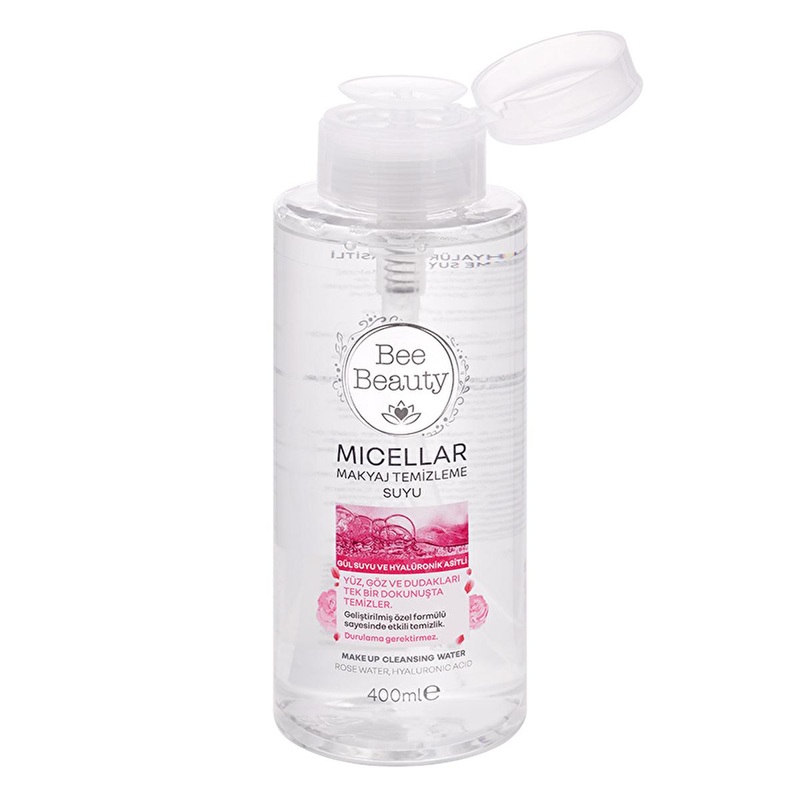 Bee Beauty Micellar Water – Rose & Hyaluronic Acid – Gentle Makeup Remover, Hydrating Face Cleanser, 400ml (13.53 fl oz)