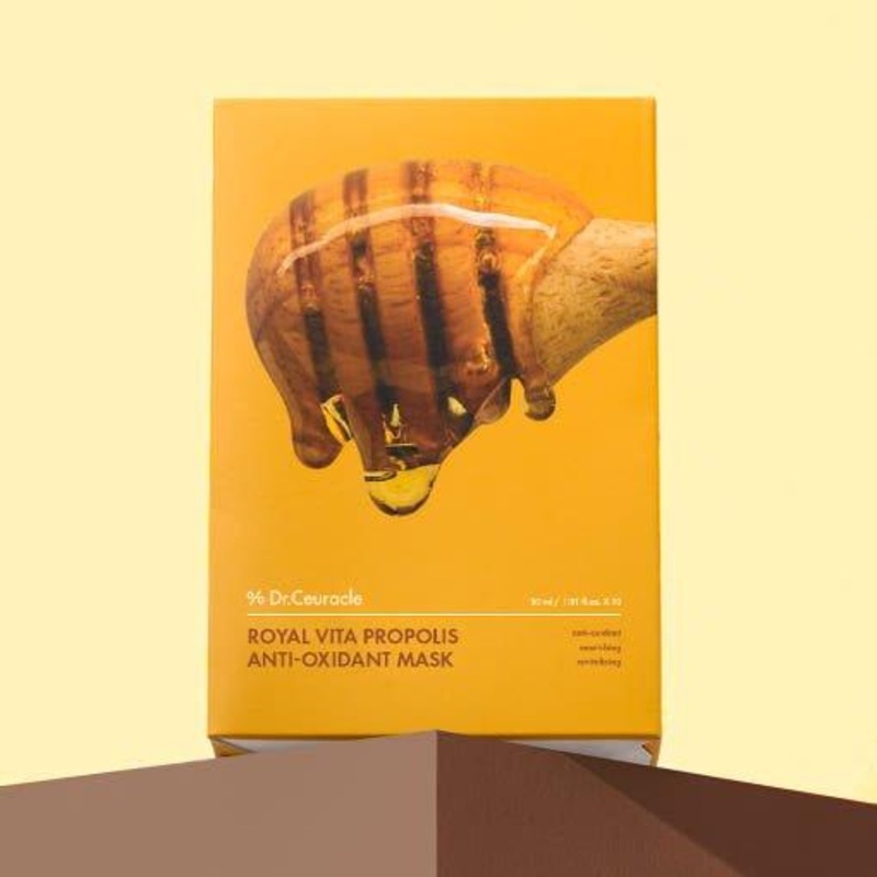 Dr.Ceuracle Royal Vita Propolis Anti-Oxidant Mask  30ml x 10 | Brightening & Nourishing Sheet Masks with Propolis + Vitamin C