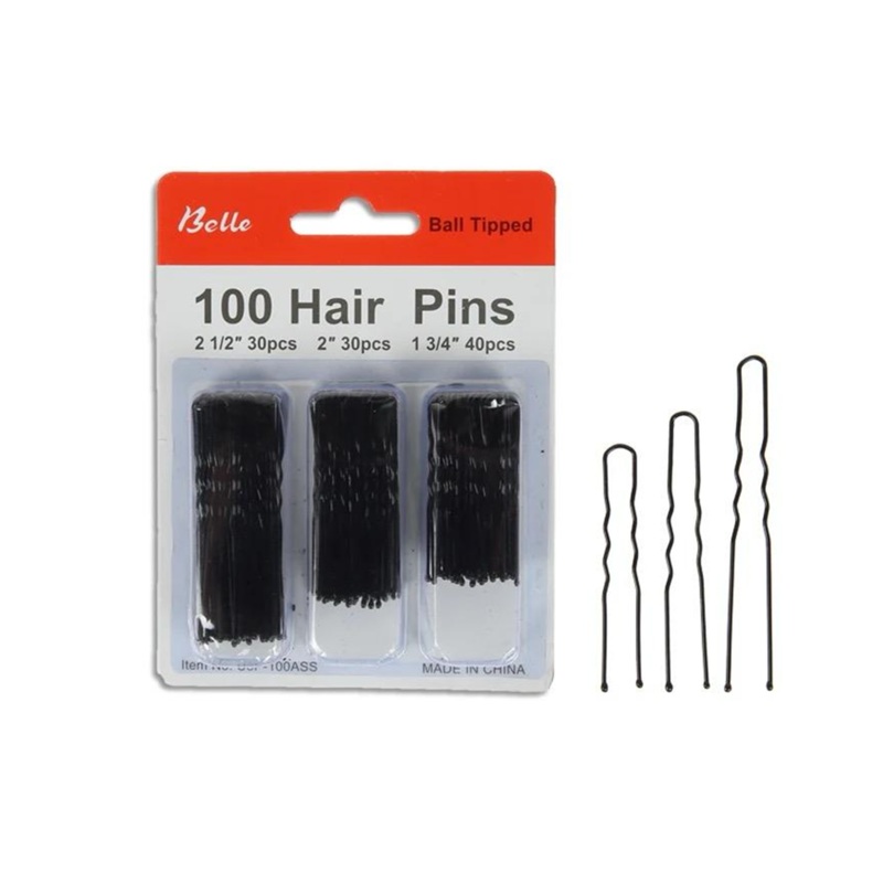 100 U Pins for Hair in 3 Different Sizes
