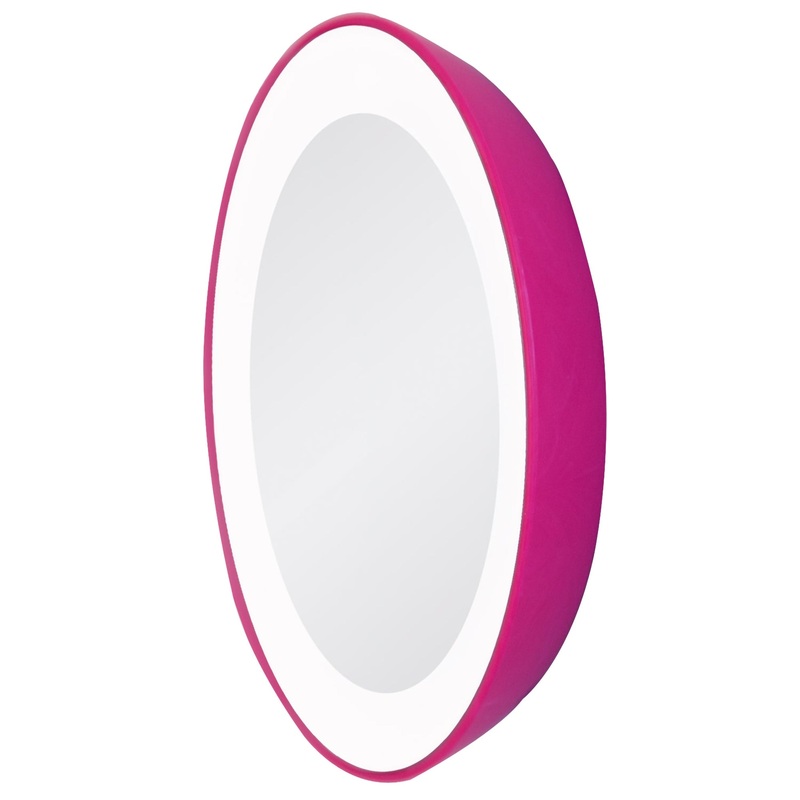 Zadro LED Lighted Spot Travel Mirror in Pink LED10X HOT PINK
