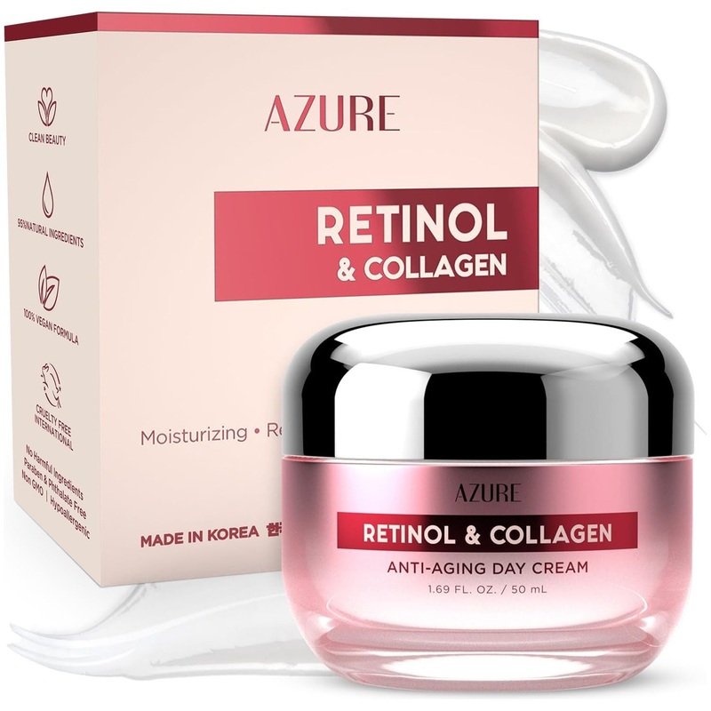 Azure Cosmetics Retinol & Collagen Anti-Aging Day Cream  50ml | All-Day Hydration & Youthful Radiance Retinol  Collagen 1.69 Fl Oz (Pack Of 1)