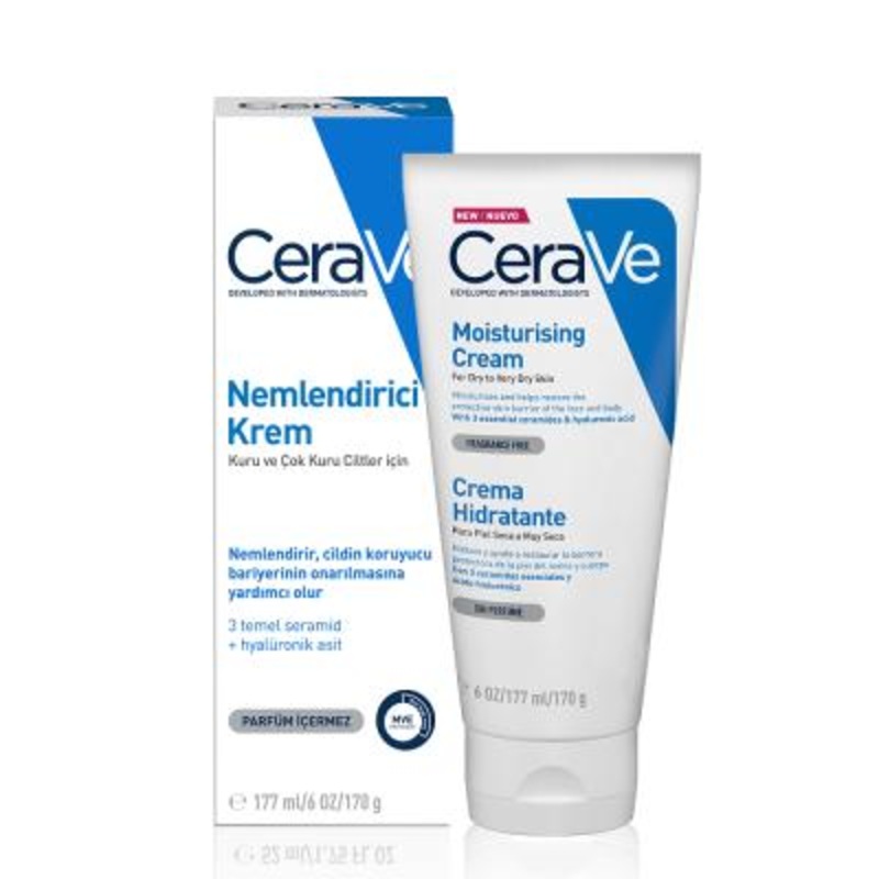 CeraVe Moisturizing Cream | Deeply Hydrates Dry, Sensitive Skin | With Hyaluronic Acid & Ceramides | Dermatologist Recommended