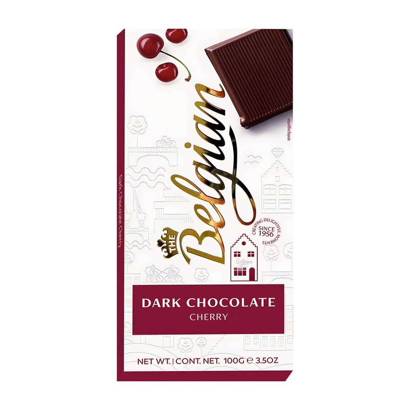 The Belgian Cherry dark chocolate bar, 100 g