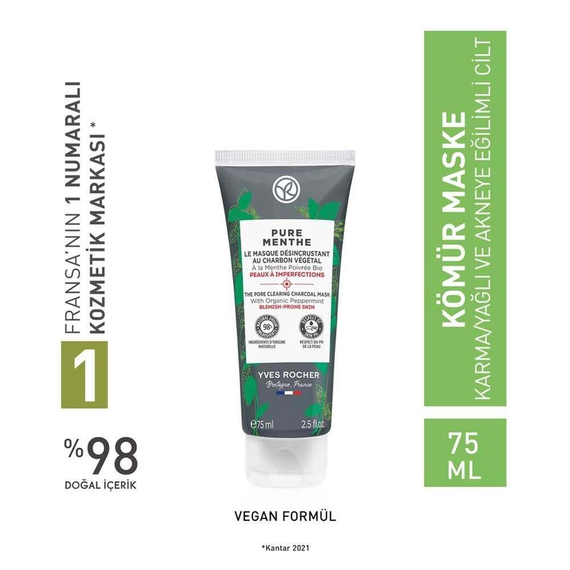 Charcoal Face Mask by Pure Menthe – Organic Mint, Deep Cleansing & Blackhead Removal for Acne-Prone Skin