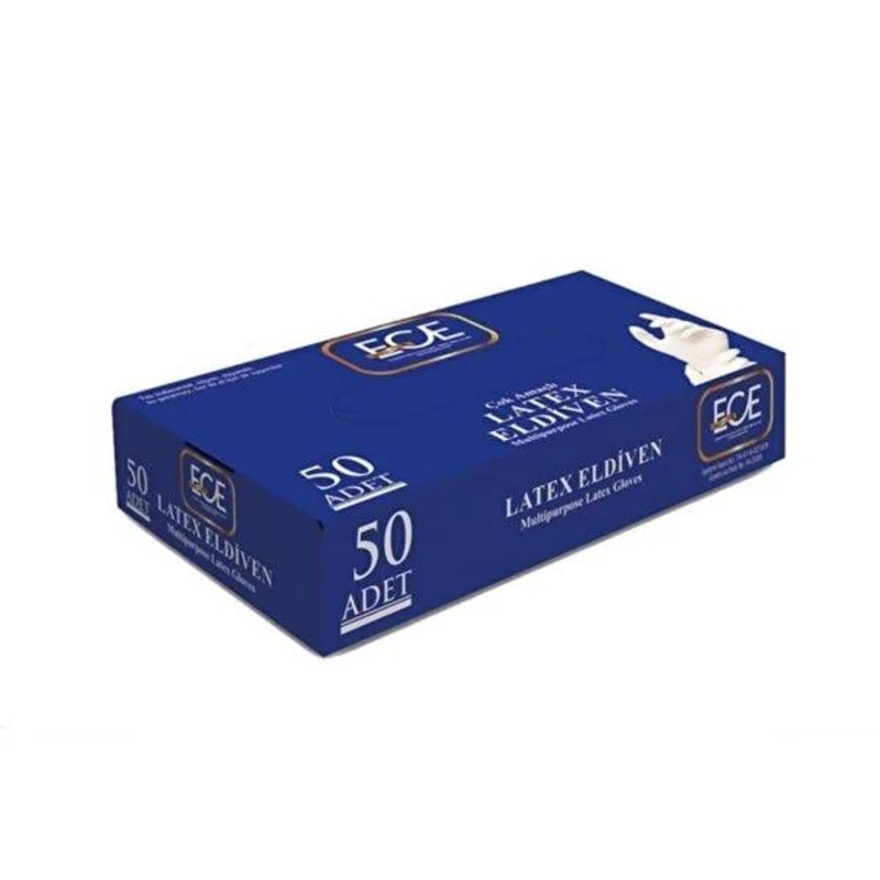 Ece Disposable Latex Gloves – Powdered for Easy Donning, Latex Material for Comfort – Healthcare, Food Processing, Cleaning