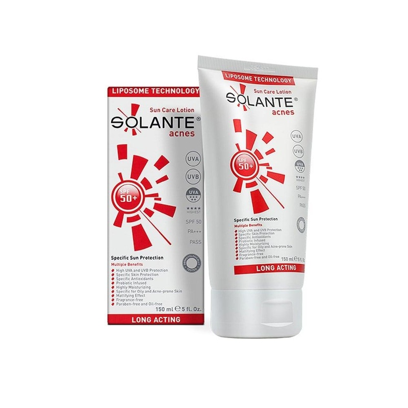 Solante Acnes SPF 50+ Sunscreen Lotion for Oily & Sensitive Skin – Facial & Body Protection