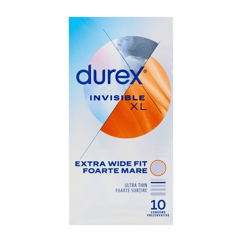 durex Invisible XL extra wide fit condoms, 10 Count