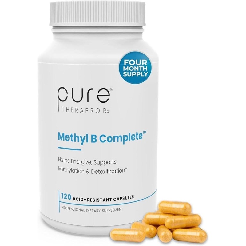 Pure TheraPro Methyl B Complete  120 Vegan Capsules | Advanced Methylated B Complex with Quatrefolic 5-MTHF 120 Count (Pack Of 1)