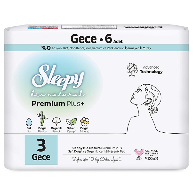 Sleepy Bio Natural: Organic Cotton Nighttime Pads – Sustainable, Hypoallergenic Feminine Hygiene for Women – 6 Count