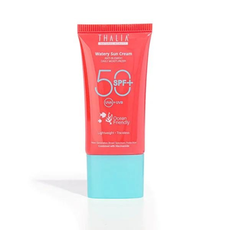 Thalia 50 SPF Water-Based Sunscreen with New Generation Hybrid Filter – Reef Safe, Non-Greasy, Moisturizing