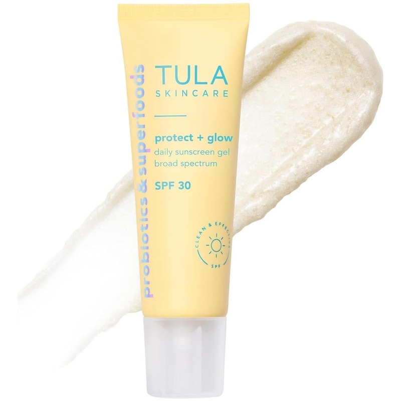 TULA Skincare Protect + Glow Daily Sunscreen Gel  50ml | SPF Protection & Radiance Protect + Glow, 1.7 Fl Oz