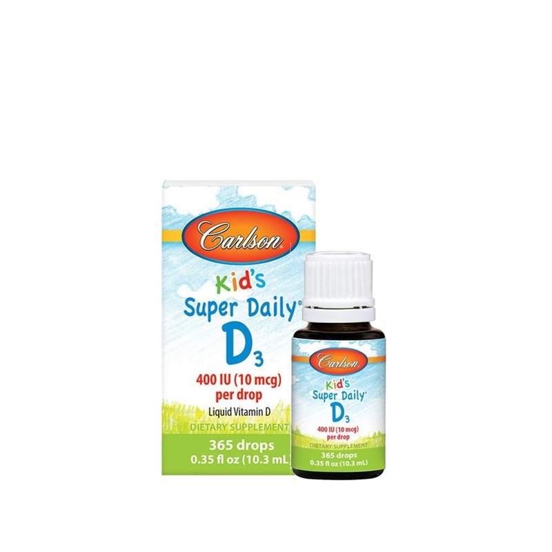 Carlson Kids Daily D3 Vitamin D3 Supplement for Children – 400 IU per Drop, Supports Bone Health & Development – 10.3 ml Bottle