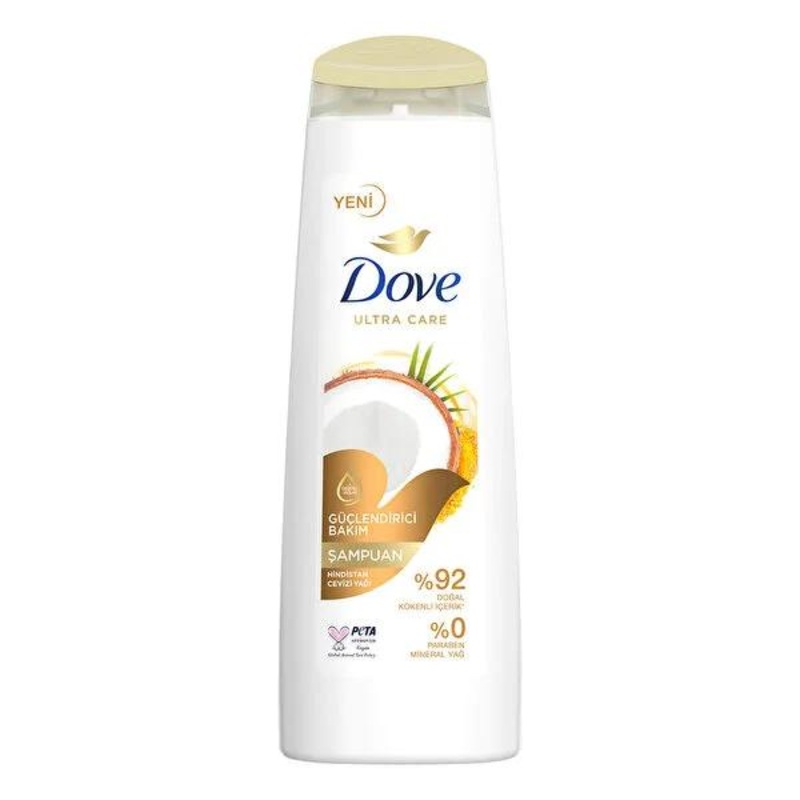 Dove Natural Coconut Oil Shampoo for Weak Hair – 13.53 fl oz, Vegan, Cruelty-Free, Recyclable Packaging