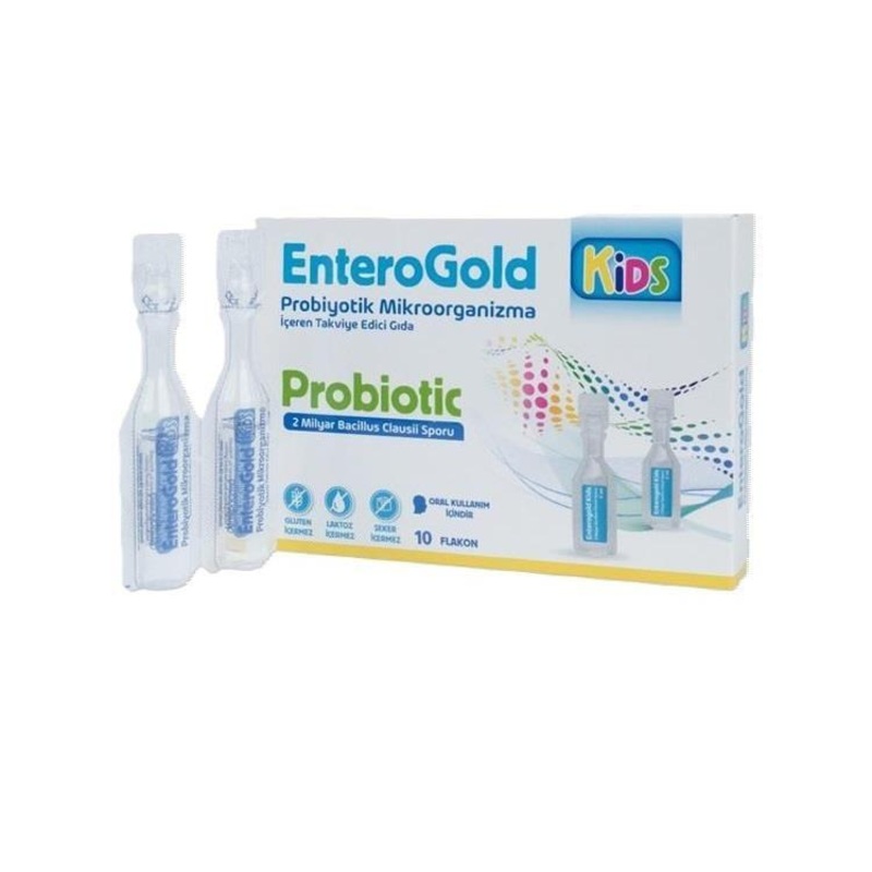 EnteroGold Kids Probiotic Supplement – 10 Flakons | Supports Gut Health in Children | Bacillus Clausii Probiotic for Kids Aged 4+