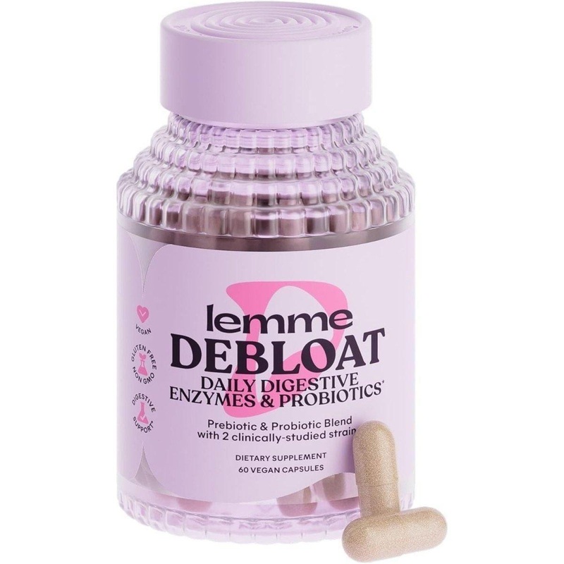 Lemme Debloat Daily Digestive Enzymes & 3-in-1 Prebiotic  60 Capsules | Bloat Relief with Enzymes, Probiotics & Prebiotics