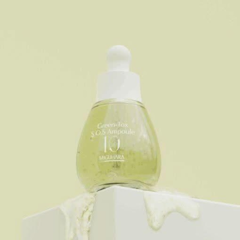 MIGUHARA Green-Tox S.O.S Ampoule  35ml | Calming & Hydrating Serum with 66% Jeju Green Tea