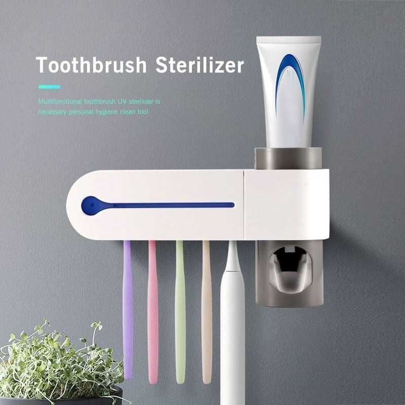 Antibacteria UV Light Toothbrush Sterilizer with Automatic Toothpaste Dispenser