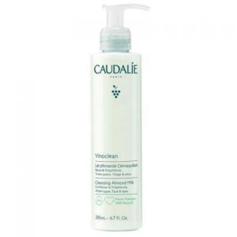 Caudalie Vinoclean: Gentle Almond Oil Makeup Removing & Facial Cleansing Milk – Soothes Sensitive Skin, Natural, Non-Comedogenic, 6.76 fl oz