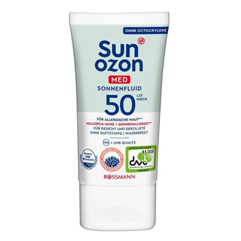 Sunozon MED 50SPF Dermatologically Tested Vegan Sunscreen Face Cream – UVA & UVB Protection, 1.69 fl oz