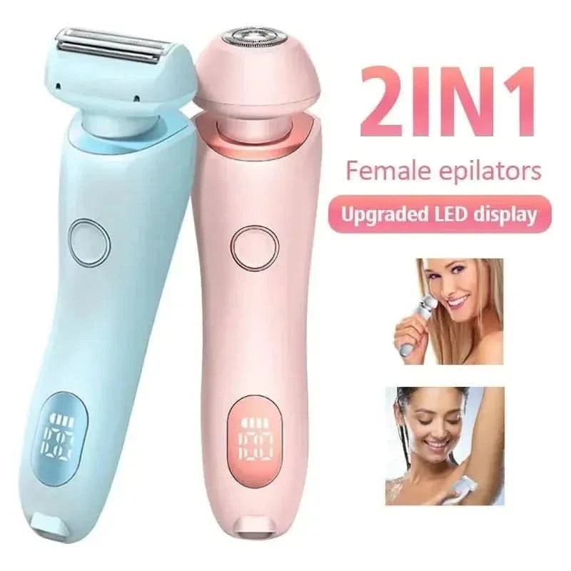 2-in-1 Rechargeable Hair Removal Epilator  Gentle, Waterproof Shaver for Silky Smooth Skin | USB Rechargeable & Pain-Free Blue USB / 2pc