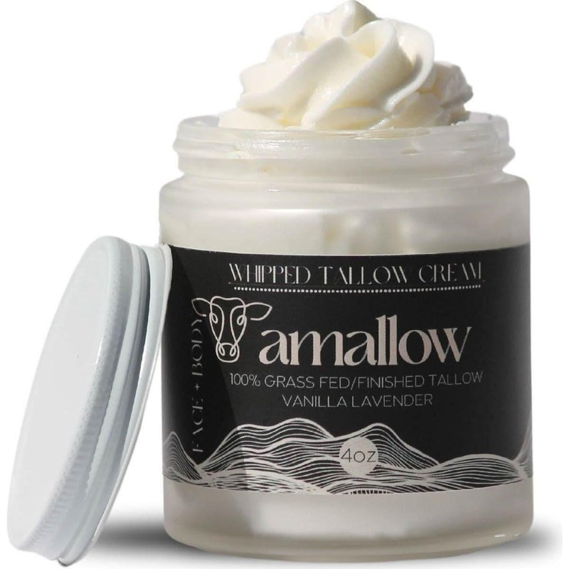 Amallow 100% Grass-Fed Beef Tallow – 120ml (Vanilla Lavender) | Deep Hydration & Skin Healing Vanilla Lavender