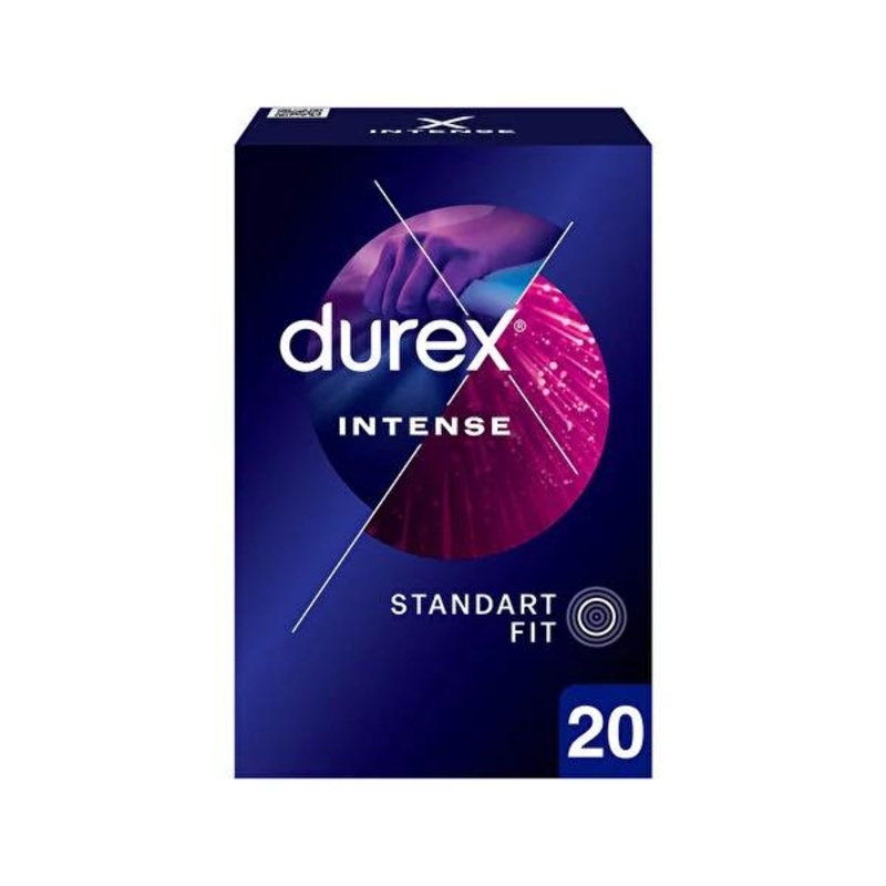 Durex Intense Condoms – 20 Count – Lubricated for Longer Performance
