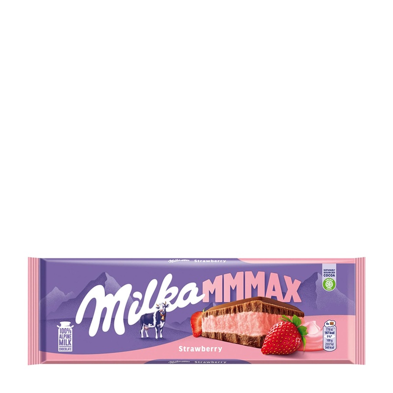 Milka MMMAX Strawberry milk chocolate bar, 300 g