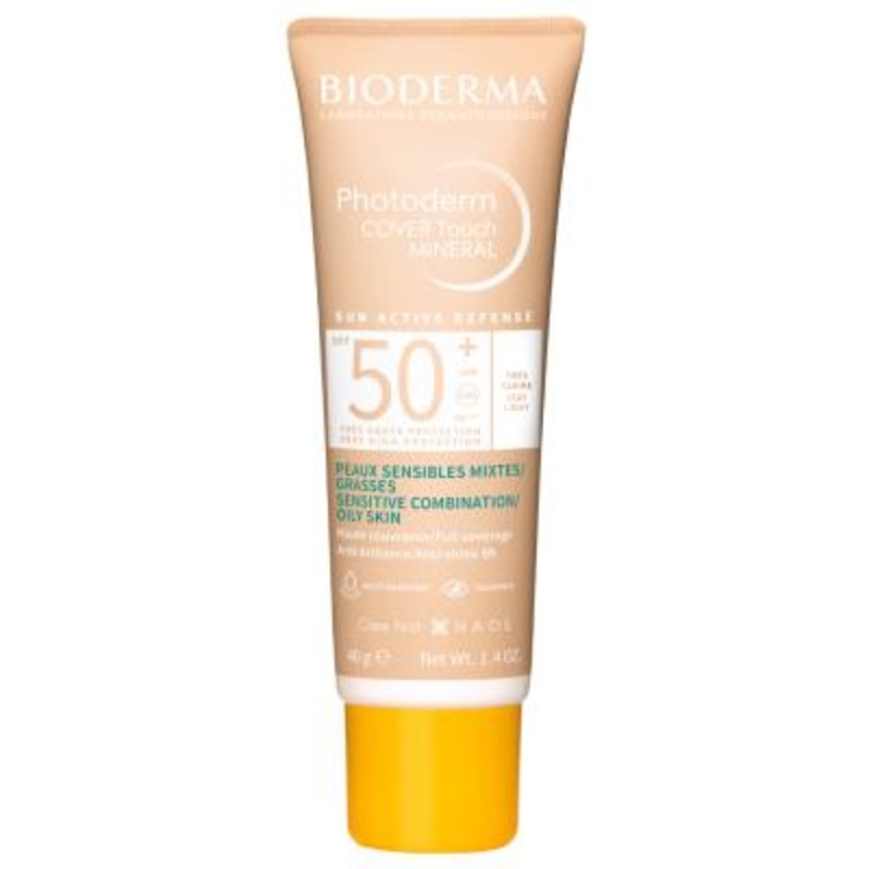 Bioderma Mineral Foundation with SPF50+ – Photoderm Cover Touch, Non-comedogenic Makeup with Zinc Oxide & Titanium Dioxide for Natural Sun Protection