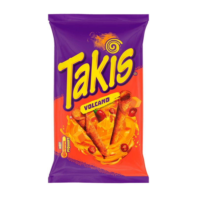 Takis Volcano Hot Piquant Rolled Corn Chips, 100 g