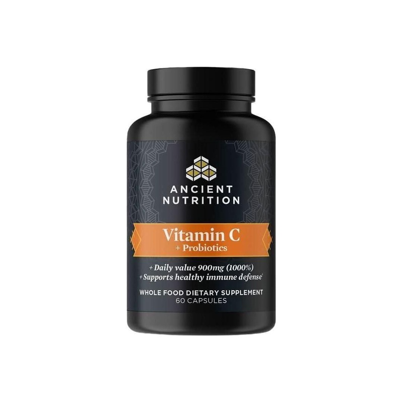 Ancient Nutrition Vitamin C + Probiotics  60 Capsules | Immune Support & Gut Health Formula 60 Caps