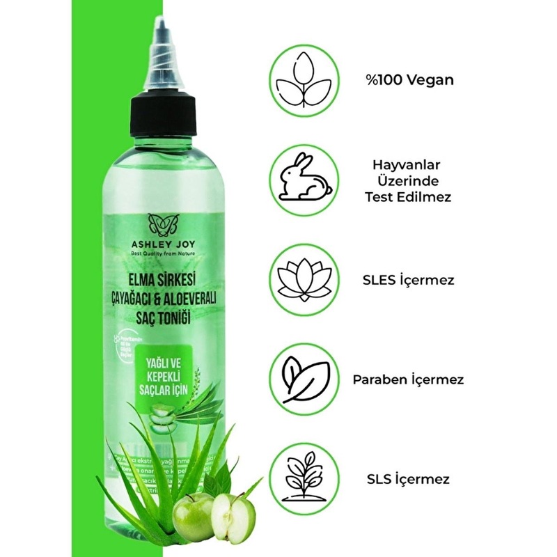 Ashley Joy Apple Cider Vinegar Hair Tonic: Tea Tree & Aloe Vera for Shine, Static Control & Oily Scalp – Natural Hair Care