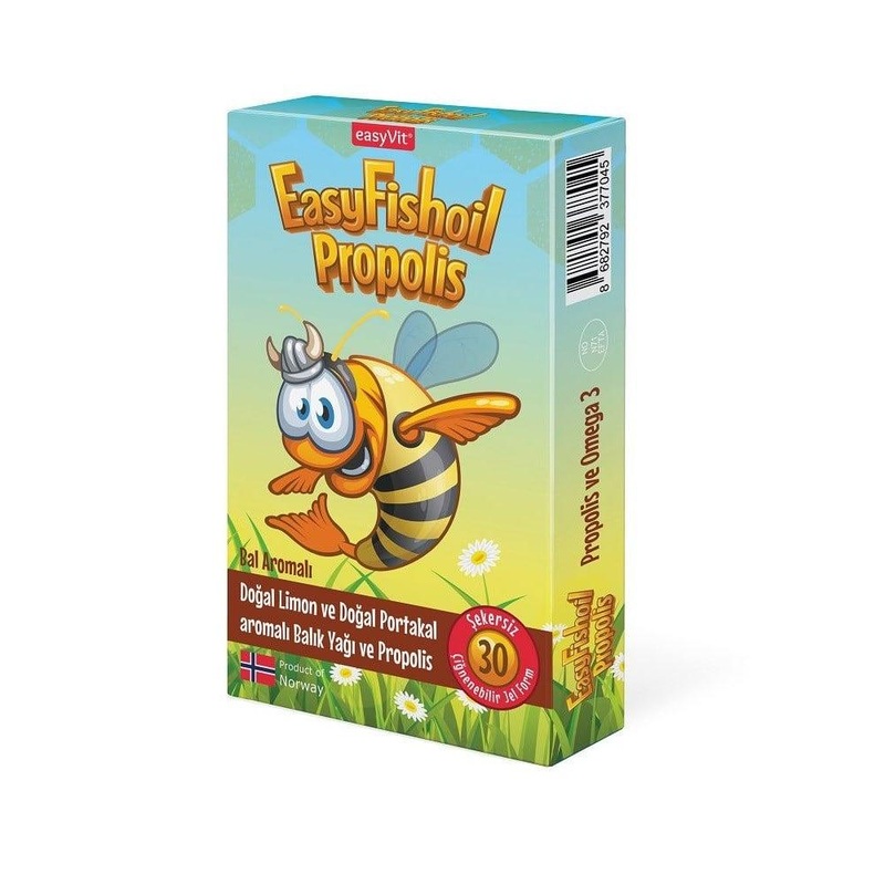 EasyFishoil – Chewable Fish Oil Supplements with Propolis for Heart & Brain Health – Natural Lemon & Orange Flavor