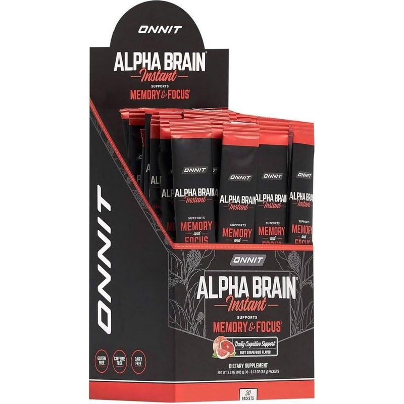 Onnit Alpha Brain Instant – Ruby Grapefruit (30Ct Box) | Nootropic for Memory, Focus & Mental Clarity Ruby Grapefruit
