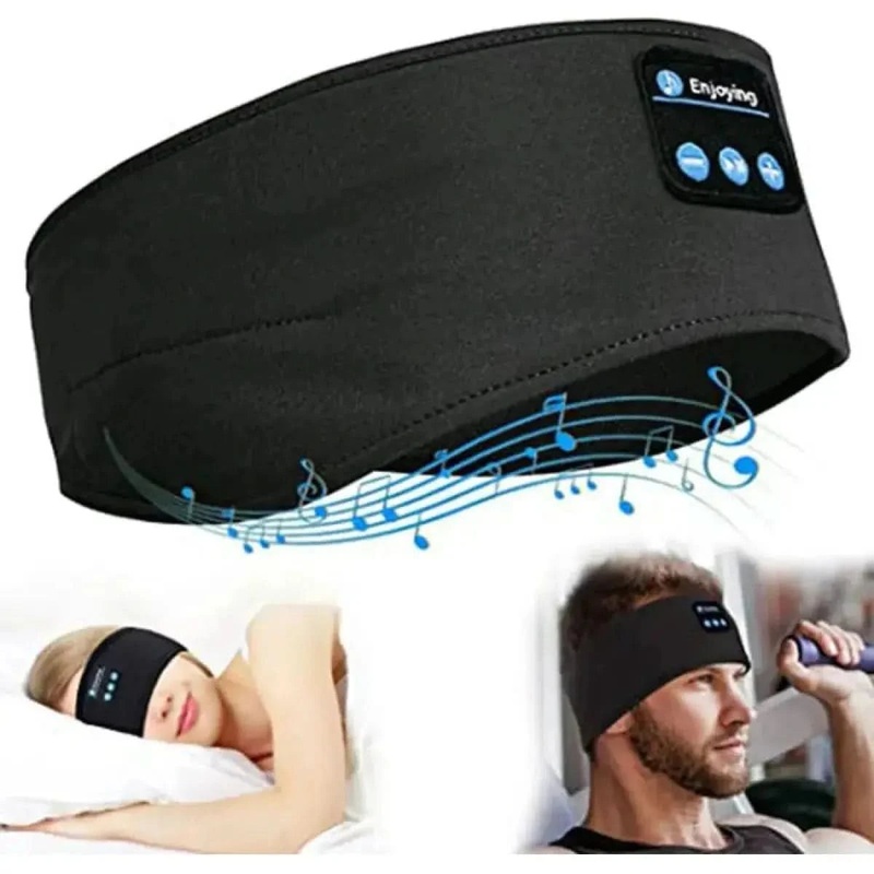Bluetooth Sports Sleep Headband with Wireless Music & Call Functionality (Black)