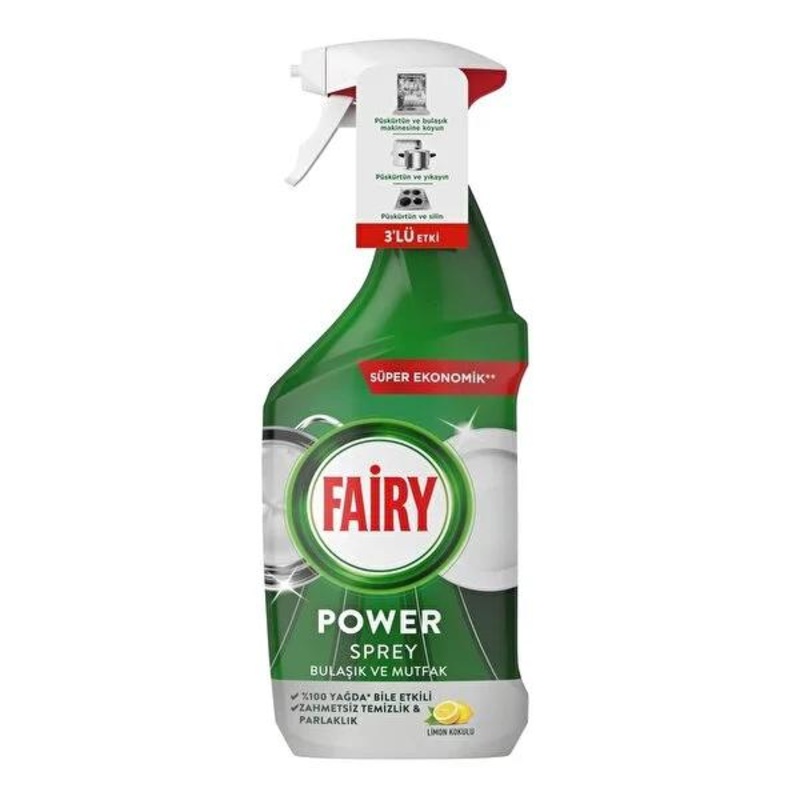 Fairy Power Spray: 3-in-1 Kitchen Cleaning Spray – Grease Remover, Multi-Surface Cleaner – No Soak, Easy Clean for Sparkling Kitchen.