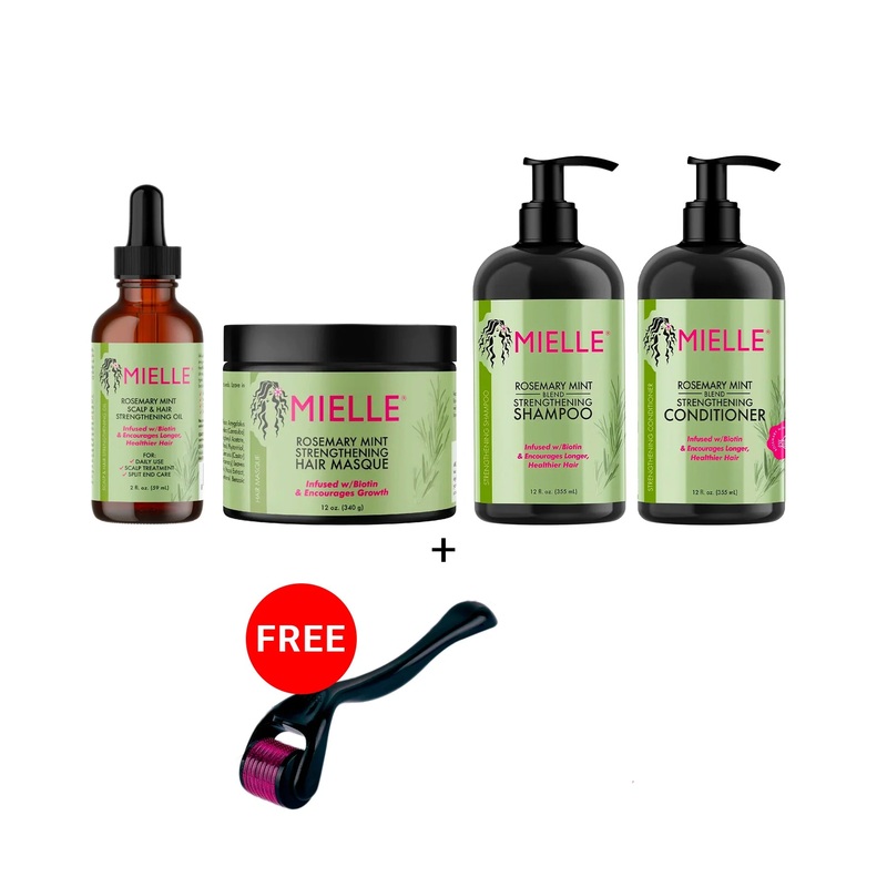 Mielle Rosemary + Mint Hair Strengthening Special Package With 1 Piece Free Derma Roller
