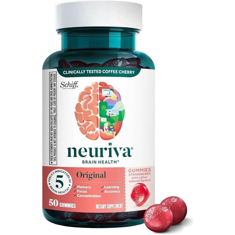 Neuriva Original Brain Supplement  Strawberry Gummies (50 Count) | Memory, Focus & Cognitive Support 50 Count (Pack Of 1)