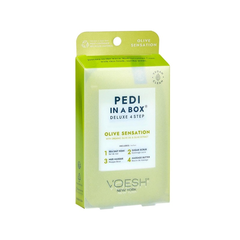 Voesh New York Deluxe Pedicure Set – 4-Step At-Home Pedicure Kit with Olive Extract