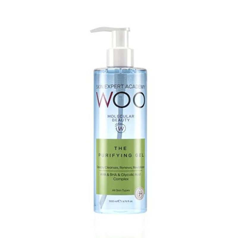 WOO Skin Expert Facial Cleansing Gel – Gentle Skincare with AHA BHA for All Skin Types, 6.76 fl oz