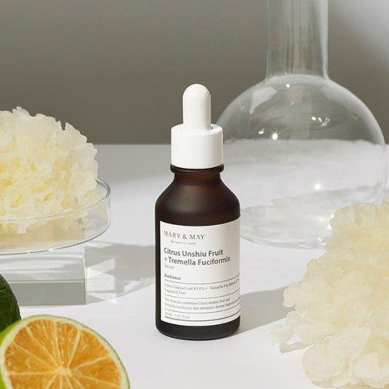 MARY & MAY Citrus Unshiu + Tremella Fuciformis Serum  30ml | Brightening & Hydrating Serum for Radiant, Even-Toned Skin