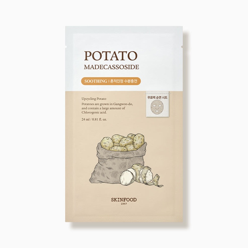 SKINFOOD Potato Madecassoside Mask Sheet  24ml x 10 Sheets | Soothing & Brightening Blemish Care Masks