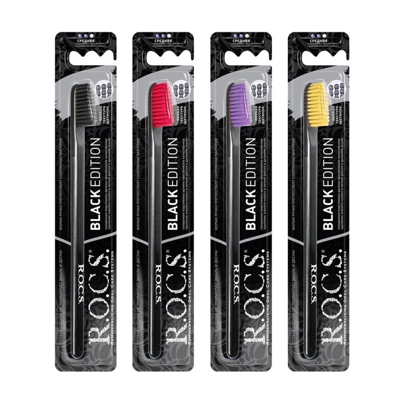 ROCS Black Edition Manual Toothbrush for Adults – Effective Cleaning & Gentle on Gums