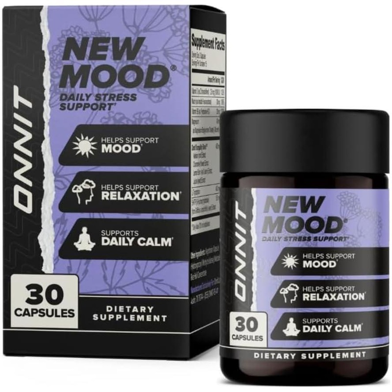 Onnit New Mood  Stress Relief, Sleep & Mood Support (30 Capsules) | Relax & Unwind Naturally