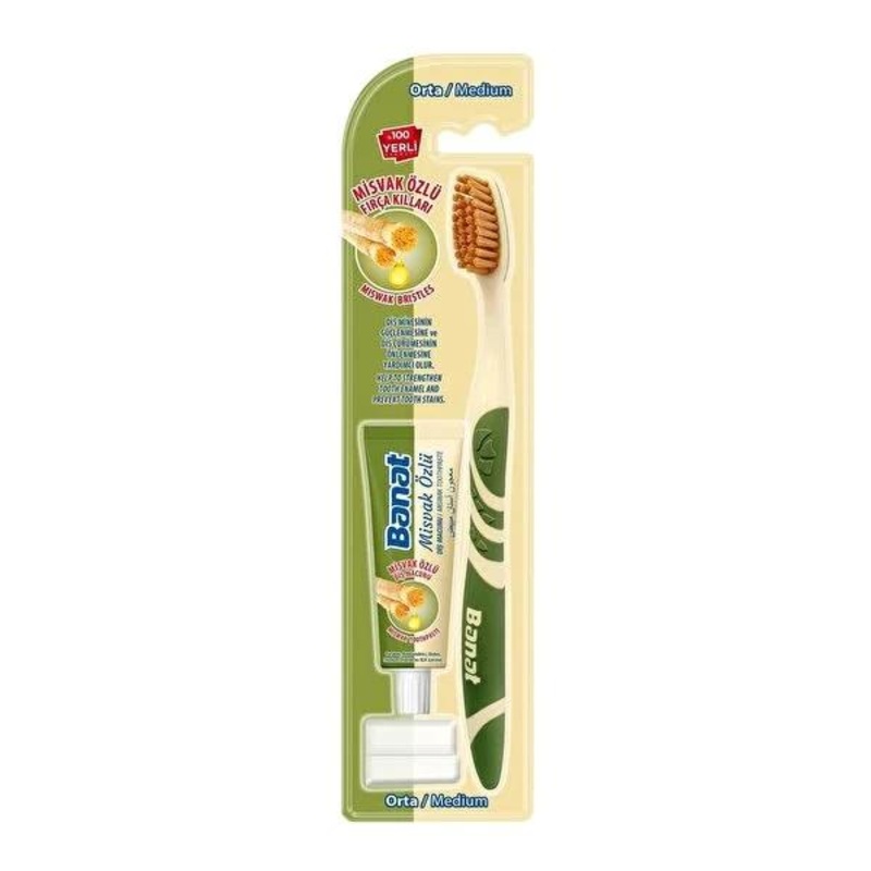 Banat Miswak Oral Care Set – Natural Toothbrush & Toothpaste with Antibacterial Properties