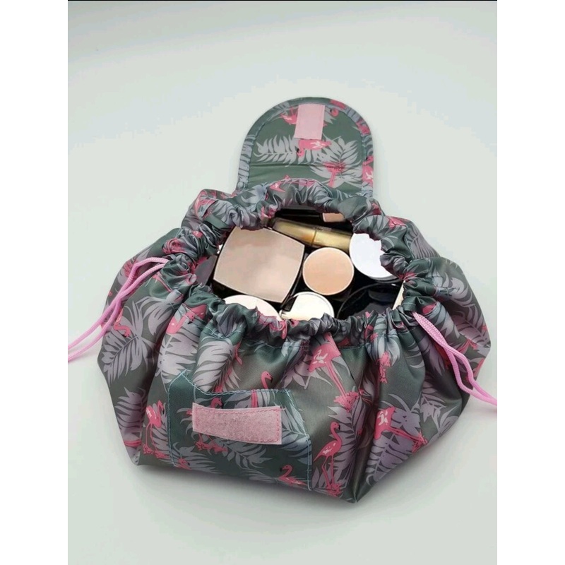 shein Flamingo Patterned Drawstring Makeup Bag For Travel Storage