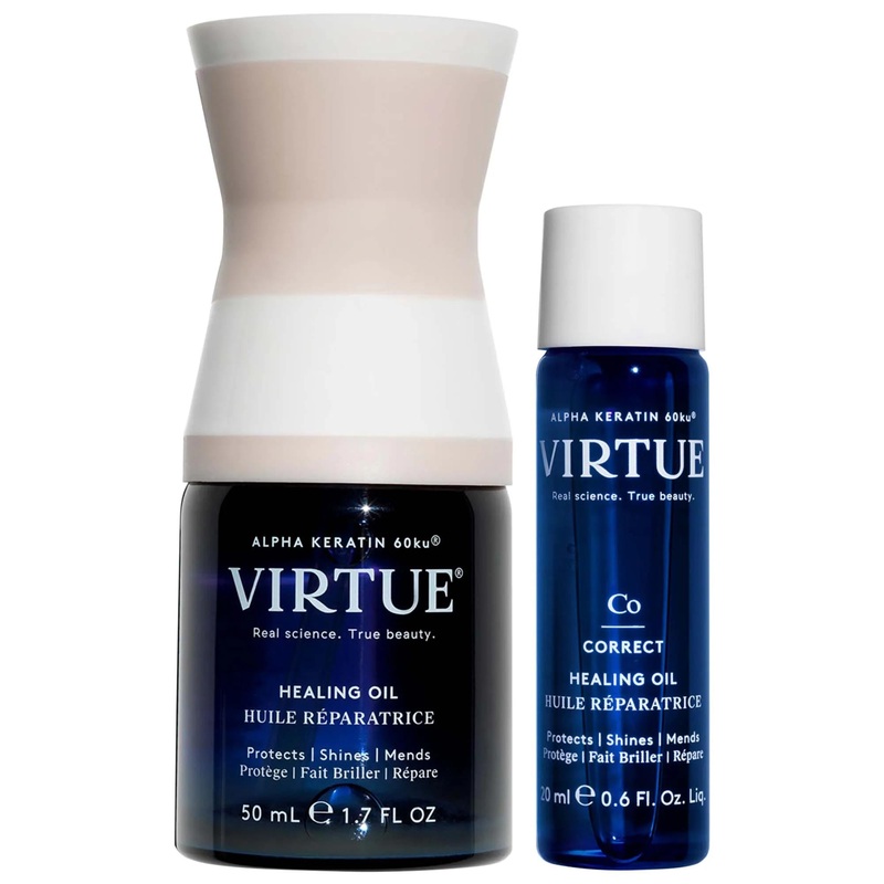 Virtue Heal & Shine Hair Oil Duo: Repair Dry, Damaged Hair, Boost Shine, Lightweight, Vegan & Cruelty-Free – Split Ends & Breakage Treatment