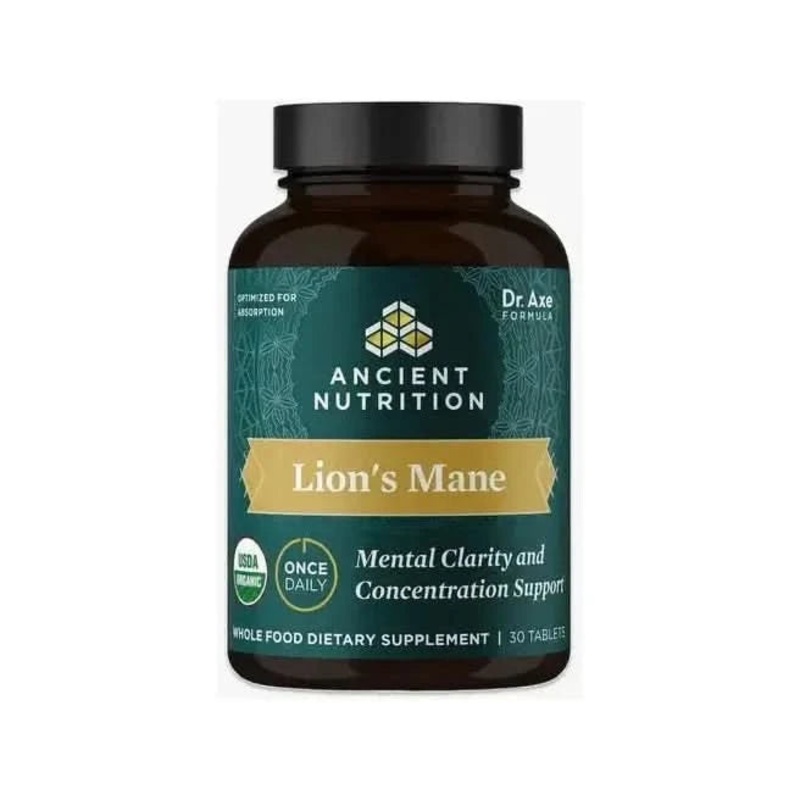 Ancient Nutrition Mushrooms Organic Lions Mane  60 Capsules | Brain, Focus & Energy Support 30 caps
