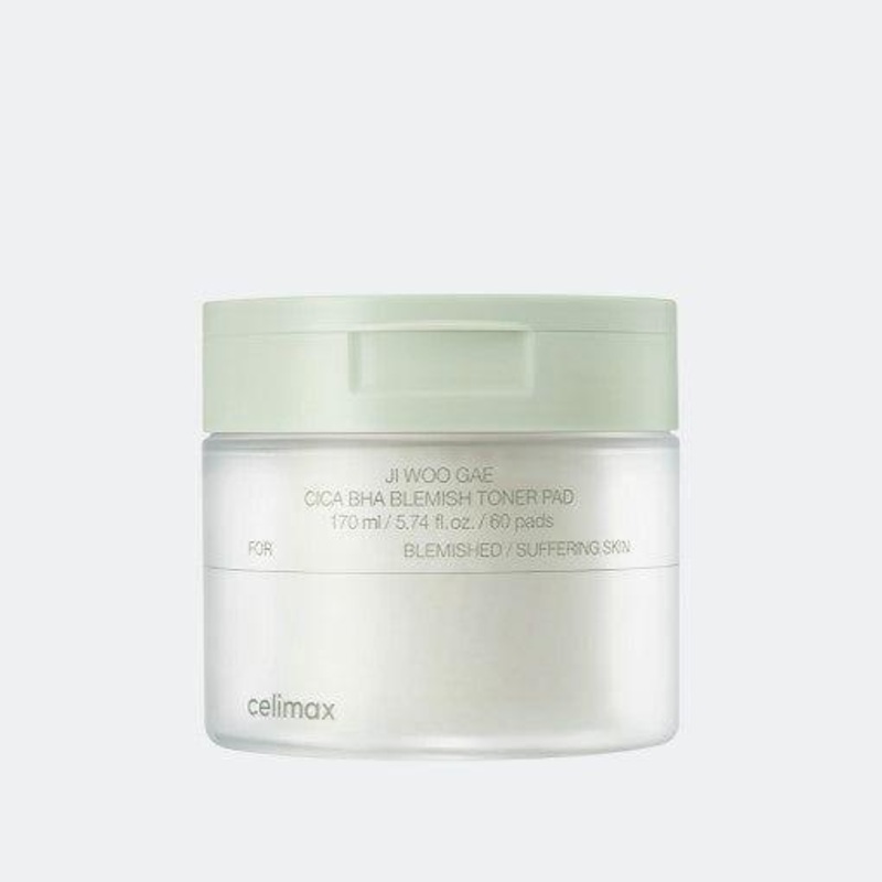 celimax JI WOO GAE Cica BHA Blemish Toner Pad  60 Pads | Exfoliating & Soothing for Acne-Prone Skin