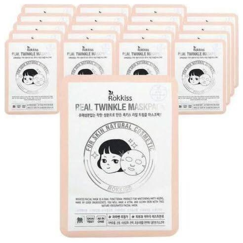Rokkiss Real Twinkle Mask Pack  20ea (23g x 20ea) | Whitening & Anti-Wrinkle Treatment