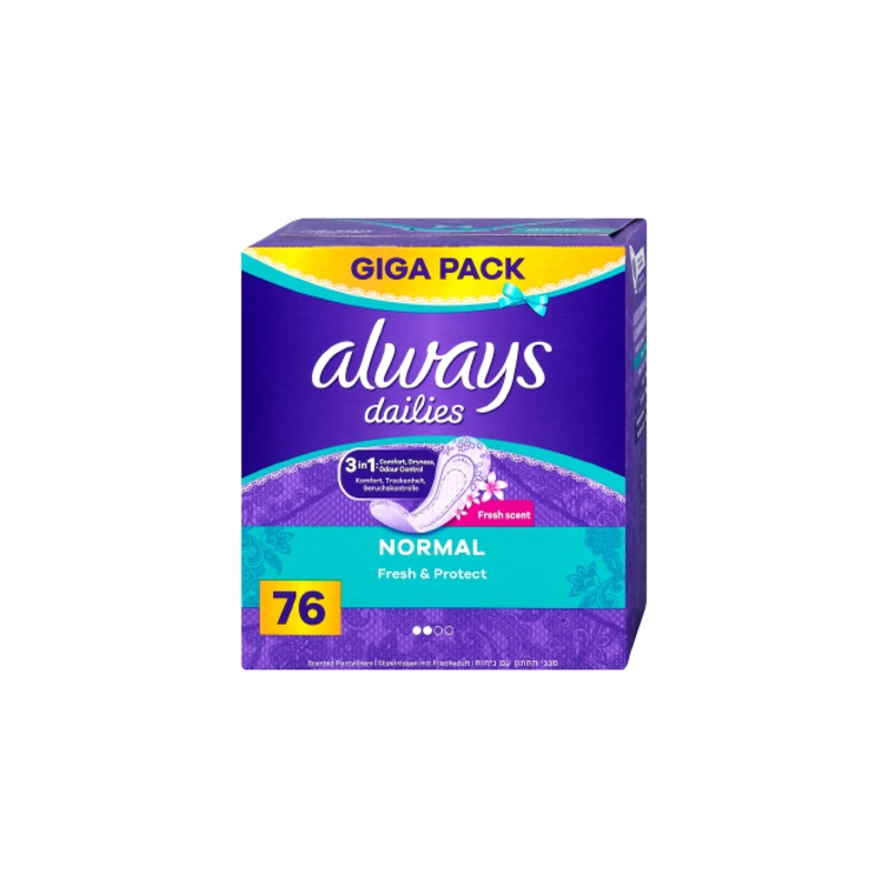 Always Dailies 3In1 Normal Fresh And Protect 76